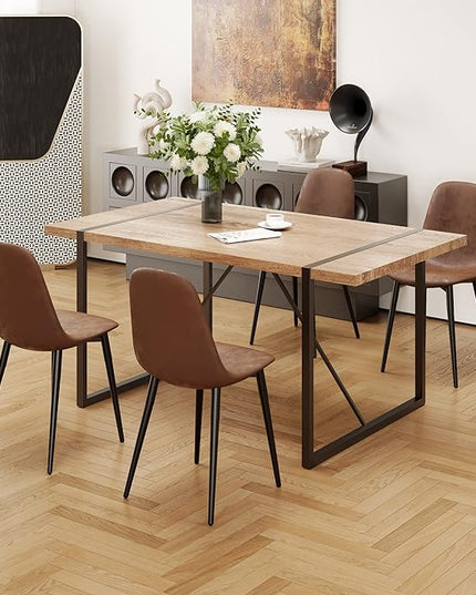 Dining Table Set for 4, Modern 55'' Wood Dinette Table Set for 4 with Fabric Dining Chairs,Table and Chairs Set of 4,Ideal for Kitchen Dining Room