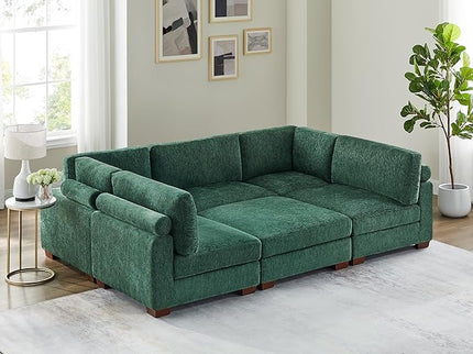 VANOMi Large Modular Sectional Sofa, Oversized Couch with Ottoman, Cloud Couch Deep Seat Sofa with Thick Cushion, Convertible Sectional Couches for Living Room Office Apartment