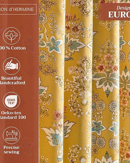 Maison d' Hermine Curtains for Living Room 100% Cotton 108 inch Length Two Panels Light Filtering Curtains for Bedroom Windows with Rod and Loop Pockets Drapes (Marquise Yellow, 50" W x 108" L)