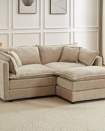 Modular Sectional Sofa, 77 Inch L Shaped Couch Set with Armrests, 2-Seater Comfy Cloud Couches for Living Room Apartment, Coffee
