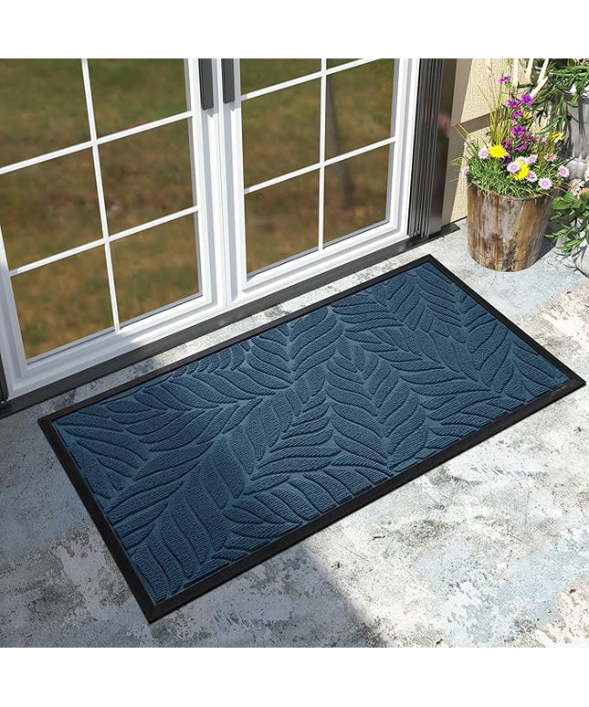 Yimobra 47x24 Large Door Mat Outdoor Indoor, All-Season Waterproof Door Mat Outside Entrance, All-Weather Non-Slip Outside Doormat for Garage Patio Entryway, Blue