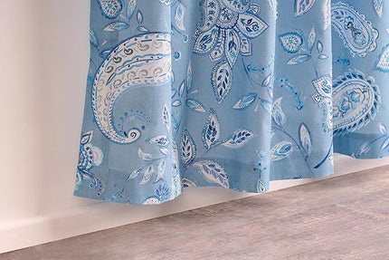 Maison d' Hermine Curtains for Living Room 100% Cotton 84 inch Length Two Panels Light Filtering Curtains for Bedroom Windows with Rod and Loop Pockets Drapes (Ramage Steel Blue, 50" W x 84" L)