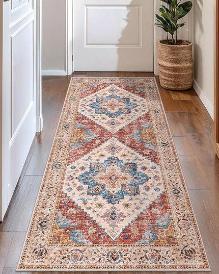 Ciicool Washable Runner Rug Non Slip, 2'x5' Hallway Rug Vintage Kitchen Rugs Carpet Runner for Bedroom Laundry Bathroom Decor