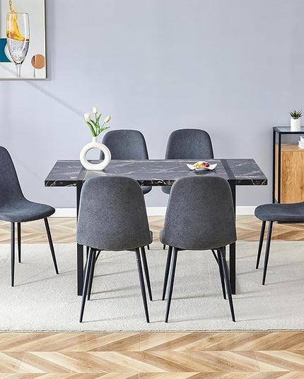 Dinner Table Set for 6, 7 Piece Dining Table Set for 6,Modern 55'' Rectangle Dining Table and 6 Dining Chairs,Kitchen Table and Chairs for 6,Ideal for Kitchen Dining Room