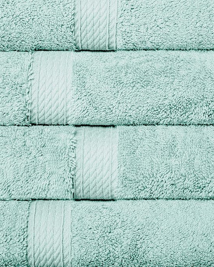 Superior Egyptian Cotton Pile Hand Towel Set of 4, Ultra Soft Luxury Towels, Thick Plush Essentials, Absorbent Heavyweight, Guest Bath, Hotel, Spa, Home Bathroom, Shower Basics, Sea Foam