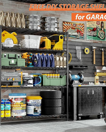 Storage Shelves Heavy Duty, 48" L x 20" W x 72" H Garage Shelving Unit Loads 2000LBS, 5-Tier Adjustable Metal Utility Shelf, Wire Shelf for Kitchen, Laundry Room, Pantry, Warehouse, Basement