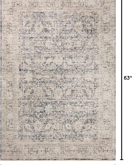 Loloi Amber Lewis Alie Collection ALE-05 Charcoal/Beige 5'-3'' x 5'-3'', .13'' Pile Height, Round Area Rug