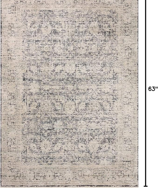 Loloi Amber Lewis Alie Collection ALE-05 Charcoal/Beige 5'-3'' x 5'-3'', .13'' Pile Height, Round Area Rug