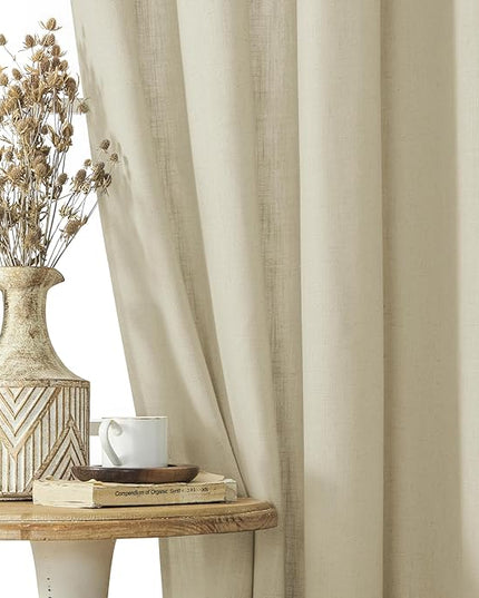 Joydeco Linen Curtains 72 Inch Length 2 Panels Set, Light Filtering Living Room Curtains (W52 x L72 Inch, Pistachio Shell)