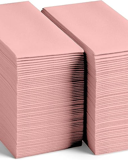 Linen-Feel Colored Paper Napkins - Decortive Cloth-Like Mellow Rose Dinner Napkins - Soft And Absorbent. For Kitchen, Party, Wedding, Bathroom Or Any Occasion. (Pack of 100)