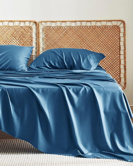Bedsure Cooling Sheets Twin XL, Rayon Derived from Bamboo, Breathable & Soft Twin XL Sheet Sets, Deep Pocket Up to 16", Hotel Luxury Silky Dorm Bedding for Hot Sleepers, Teal