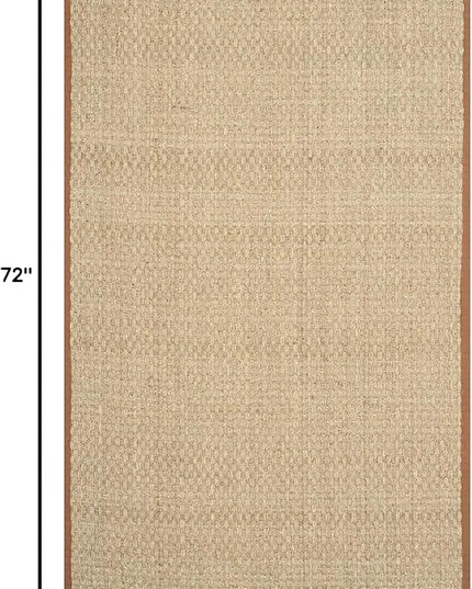 SAFAVIEH Area Rug 4x6 - Natural Fiber Collection - Natural & Brown, Seagrass, Basketweave Pattern with Border (NF114B)