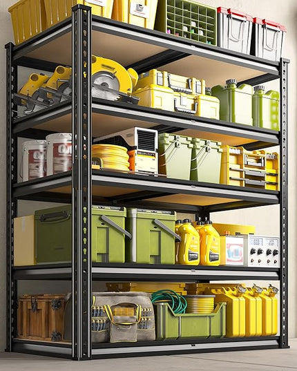 Garage Shelves, 72.1" H Garage Storage Shelves, 5 Tier Adjustable Shelving Units for Storage, Basement, Warehouse, Pantry, Kitchen, 35.5" W x 15.7" D x 72.1" H, Black, 2 Pack