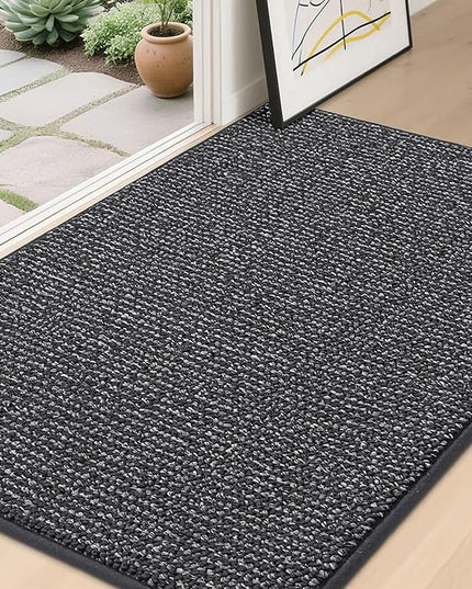 BEQHAUSE Dirt Trapper Door Mat 32" x 48", Non-Slip Washable Doormats Entrance Mat, Dirt Resistant and Absorbent Welcome Mat, Low Profile Floor Mats for Front Back Door and Entryway, Charcoal