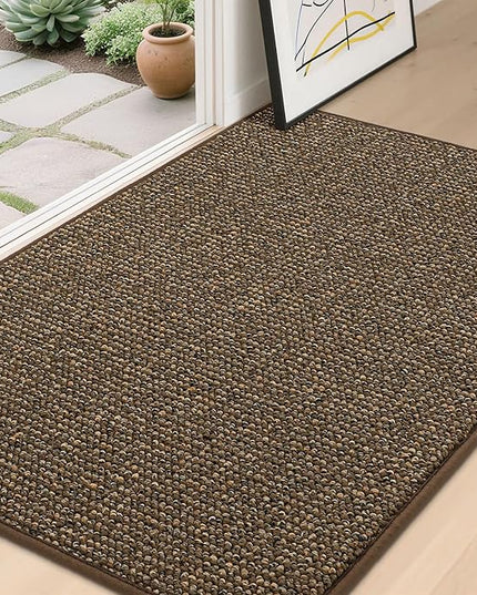 BEQHAUSE Dirt Trapper Door Mat 32" x 48", Non-Slip Washable Doormats Entrance Mat, Dirt Resistant and Absorbent Welcome Mat, Low Profile Floor Mats for Front Back Door and Entryway, Brown