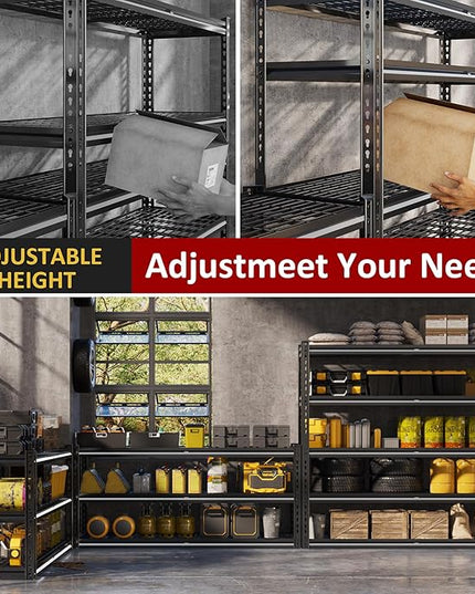 48" W Garage Shelving Heavy Duty,5-Tier Storage Shelves,3030LBS Adjustable Metal Shelving Units for Basement, Kitchen,Commercial,Warehouse,Pantry, 48" W x 72" H x 24" D