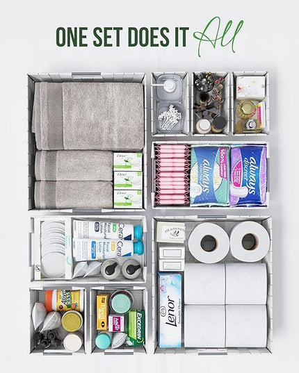 Baskets For Organizing Set Of 9 White - Storage Baskets For Shelves - Perfect Closet Organizer Bins, Bathroom Basket, and Pantry Basket - Small Storage Bins For Shelves - Bin For Organization