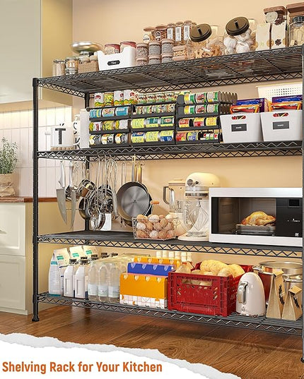 REIBII Storage Shelves 45.3''W Wire Shelving Unit 4 Tier Metal Shelves for Storage Rack Metal Shelving for Pantry Shelves Kitchen Steel Shelving, 45.3''W*63''H*17.7" D, 2 Pack