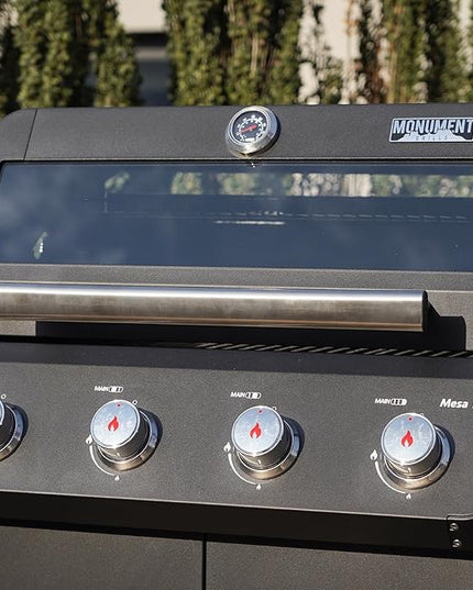 Monument Grills 4+1 Outdoor Barbecue Stainless Steel 4 Burners & 1 Side Burner Propane Gas Grill, 52,000 BTU Patio Garden Barbecue Grill with Knob Controls, Mesa425, Black