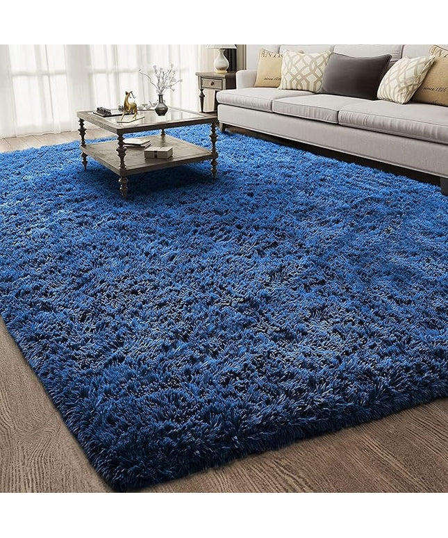 Ophanie 6x9 Navy Blue Rugs for Living Room, Large Fluffy Carpet, Fuzzy Plush Shag Comfy Soft, Non-Slip Indoor Floor,for Kids Boys Girls Dorm, Bedroom, Playroom, Home Decor Aesthetic