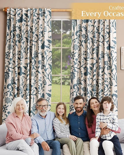 Maison d' Hermine Curtains for living room 100% Cotton 96 inch length One Panel Light Filtering Curtains for Bedroom Windows with rod and loop Pockets Drapes (Artisan Love Norwegian Blue, 50"W x 96"L)