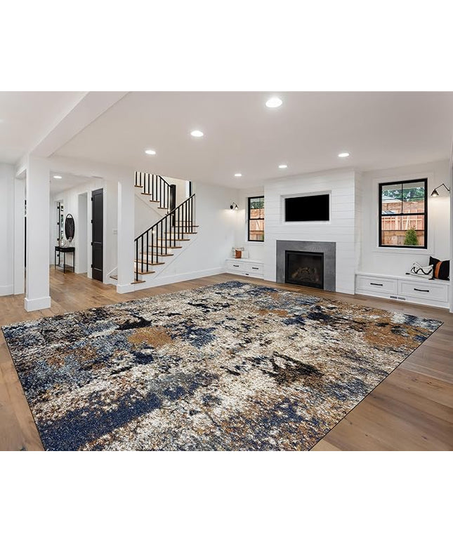 Keen Home Design Area Rugs - 9x12 Non-Shedding, Abstract Rugs for Kitchen, Living Room, Bedroom, Dining Room, Entryway - Size: 9'2" x 11'11", Multi