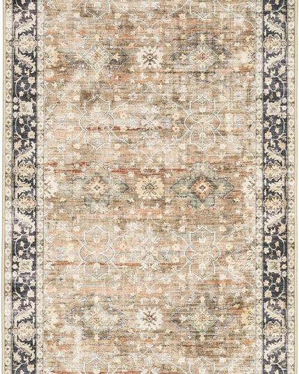 ReaLife Rugs Machine Washable Area Rug Runner - Living Room Bedroom Bathroom Kitchen Entryway - Padded Low Pile Stain Resistant Premium - Boho Farmhouse Vintage - BEV - Beige Tan Brown 2'6" x 6'