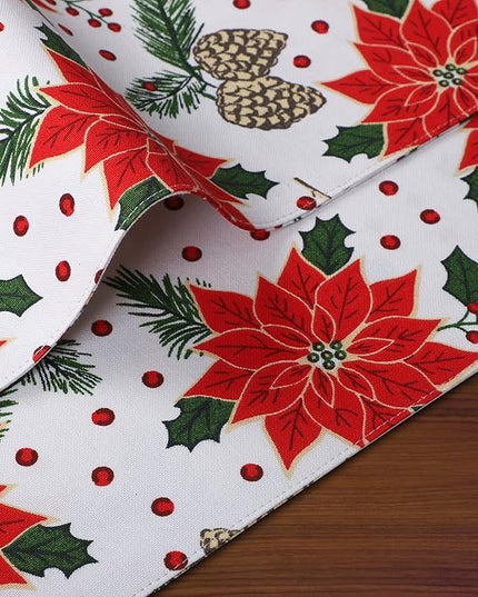 Urban Villa ChristmasPlacemats Pine Cone Print 100% Cotton Fused Placemats 14''x 20'' Over Sized Set of 6 Every Day Use Heavier QualityPlacemats