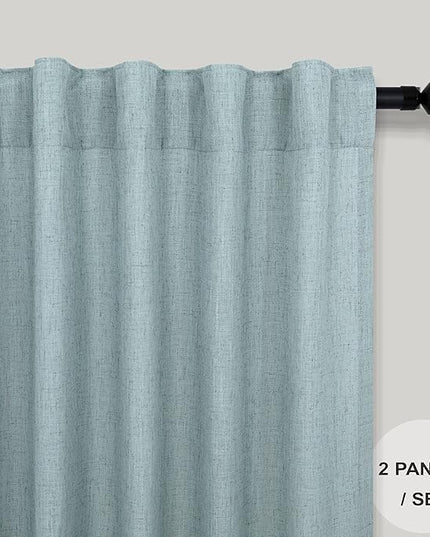 Grey Green Curtains 72 Inch Length for Living Room Pair Set 2 Panels Back Tab Pocket Drapes Light Filtering Semi Sheer Gray Teal Curtains for Door Summer Pool Spa Room Cottage Rustic Decor 52x72 Long