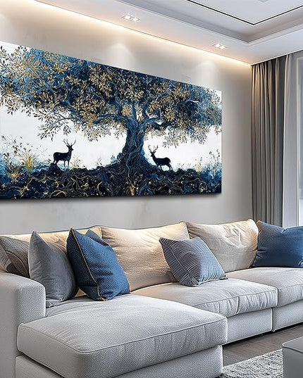 XIGUANGART Large Canvas Wall Art for Living Room Tree of Life Art Prints Inspiration Elk Farmhouse Paintings Pictures Modern Abstract Artwork Wall Decor for Bedroom Home Office Posters Decoration Gift