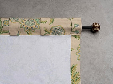 Maison d' Hermine Curtains for Living Room 100% Cotton 124 inch Length One Panel Light Filtering Curtains for Bedroom Windows with Rod and Loop Pockets Drapes (Artisan Love Mint, 50" W x 124" L)