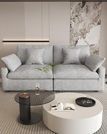 WJShome 83" Cloud Couch Sectional for Living Room, Down Filled Modular Sectional Sofa Couch,Love Seat Sofas,Convertible Couches, Sofa Covers Washable&Replaceable,Gray