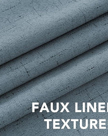 H.VERSAILTEX Linen Blackout Curtains 84 Inches Long 100% Blackout Thermal Insulated Textured Linen Look Curtain Draperies Anti-Rust Grommet, Energy Saving with White Liner, 2 Panels, Stone Blue