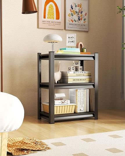 32'' Storage Shelves, 3Tier Garage Metal Shelving Unit, Adjustable, Double-Layer Column with Reinforced Ribs, Heavy-Duty, Capable of Bearing 1800 lbs, Suitable for Garage, Warehouse, Kitchen Storage