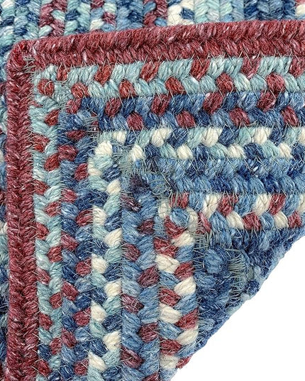 Capel American Heritage Barn Blue 2' 0" X 8' 0" Runner Concentric Rectangle Braided Rug