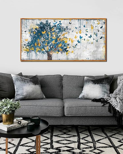 Framed Canvas Wall Art for Living Room Bedroom Office Large Tree of Life Wall Art Butterfly Tree Picture Modern Canvas Prints Decor Size 20x40