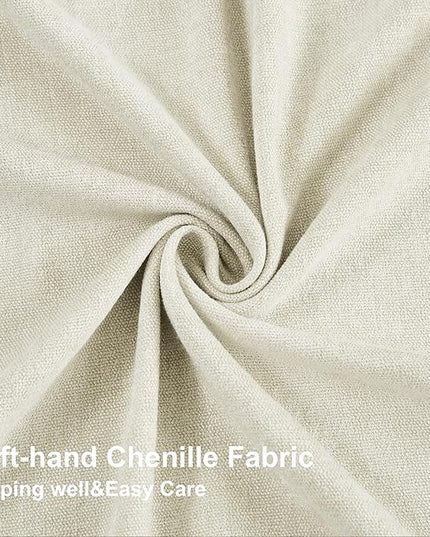 Vision Home Ivory Beige Pinch Pleated Light Filtering Curtains Velvet Chenille Window Curtain Panels 90 inch for Living Room Bedroom Semi-Blackout Pinch Pleat Drapes with Hooks 36" Wx90Lx2,Pearl