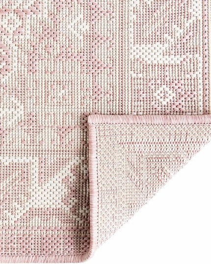 Rugs.com Outdoor Aztec Collection Rug – 2' x 3' Pink Flatweave Rug Perfect for Living Rooms, Large Dining Rooms, Open Floorplans