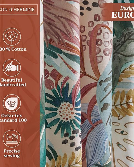 Maison d'Hermine Curtains for Living Room 100% Cotton 84 inch Length Two Panels Window Curtains for Bedroom with Loop & Rod Pockets - Oasis, 50" W x 84" L