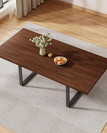 ZckyCine Walnut Color Expandable Dining Table, 51-67 Inches Adjustable Length, Modern Simple Design, Perfect for Family & Office, Seats 6+