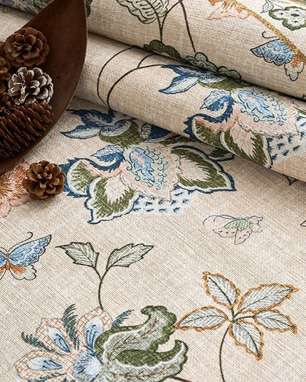 jinchan Elora 3x10 Floral Runner Rug for Hallway Washable Runner Vintage Romance Christmas Design Non Slip Thin Indoor Floor Cover Low-Profile Throw Carpet for Entryway Bathroom Porch, Green/Beige