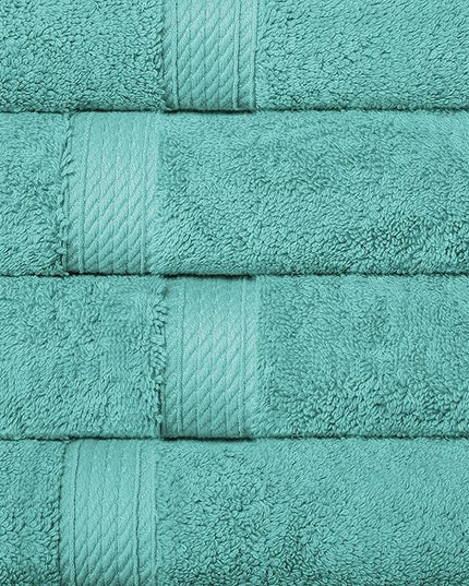 Superior Egyptian Cotton Pile Hand Towel Set of 4, Ultra Soft Luxury Towels, Thick Plush Essentials, Absorbent Heavyweight, Guest Bath, Hotel, Spa, Home Bathroom, Shower Basics, Turquoise