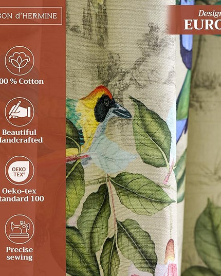 Maison d' Hermine Curtains for Living Room 100% Cotton 96 inch Length Two Panels Light Filtering Curtains for Bedroom Windows with Rod and Loop Pockets Drapes (Solstice Garden Glade, 50" W x 96" L)