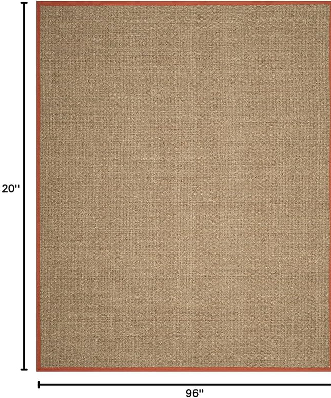 SAFAVIEH Area Rug 8x10 - Natural Fiber Collection - Large - Natural & Rust, Seagrass, Basketweave Pattern (NF114Y)