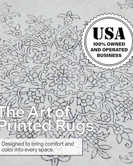 ReaLife Rugs Machine Washable Area Rug Runner - Living Room Bedroom Bathroom Kitchen Entryway Office - Padded Low Pile Stain Resistant Premium - Boho Farmhouse Vintage - Paige - Ivory 2'6" x 8'