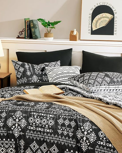 Geniospin Full Comforter Set - 7 Pieces Bed in a Bag, Comfortable Western Bedding Sets for All Seasons, Lightweight Soft Boho Comforter Bed Set with Sheets, Pillowcases & Shams