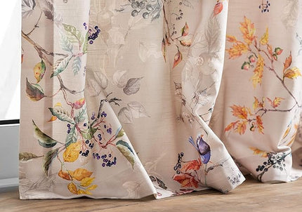 Maison d' Hermine Curtains for Living Room 100% Cotton 108 inch Length One Panel Light Filtering Curtains for Bedroom Windows with Rod and Loop Pockets Drapes (Equinoxe Multicolor, 50" W x 108" L)