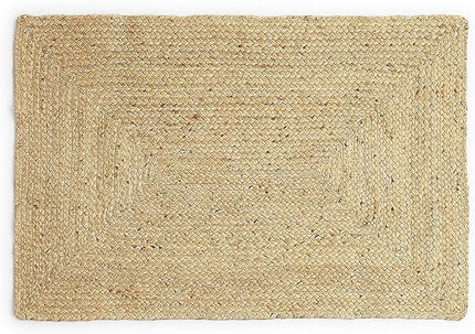 REDEARTH · Rectangular Area Rug - 2'x3' Braided Natural Jute with Non-Skid Backing - Handwoven Boho Rug for Bedroom, Kitchen, Living Room - Farmhouse Aesthetic Home Decor - Durable Handmade Rug
