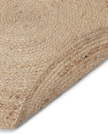 REDEARTH · Round Area Rug - 3 Feet Braided Natural Jute with Non-Skid Backing - Handwoven Boho Rug for Bedroom, Kitchen, Living Room - Farmhouse Aesthetic Home Decor - Durable Handmade Rug