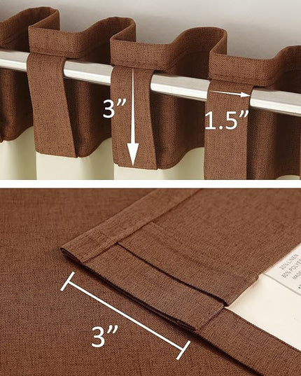 DUALIFE Rust Blackout Curtains 102 Inch Length 2 Panels Set for Living Room Bedroom Rod&Back Tab Thermal Insulated 100% Black Out Linen Drapes Room Darkening Window Curtains 72" x 102" Terracotta